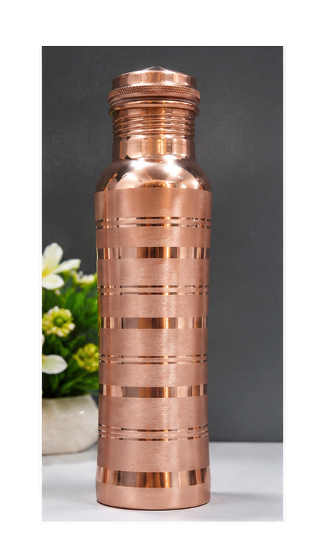 **Zupraa™ Premium Pure Copper Water Bottle | Handcrafted Brushed Finish | Leakproof | Ayurvedic Copper Drinking Bottle | 100% Food Grade Copper**