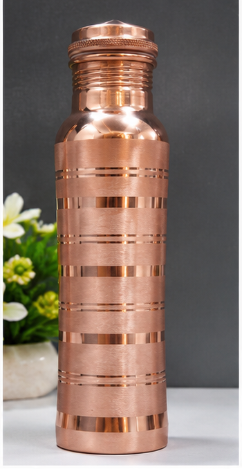 **Zupraa™ Premium Pure Copper Water Bottle | Handcrafted Brushed Finish | Leakproof | Ayurvedic Copper Drinking Bottle | 100% Food Grade Copper**