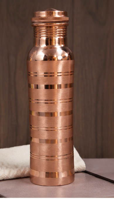 **Zupraa™ Premium Pure Copper Water Bottle | Handcrafted Brushed Finish | Leakproof | Ayurvedic Copper Drinking Bottle | 100% Food Grade Copper**