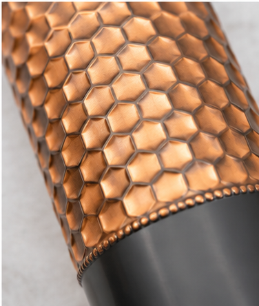 Zupraa™ Premium Matte Black Copper Water Bottle with Honeycomb Copper Grip – Handcrafted Leakproof Bottle