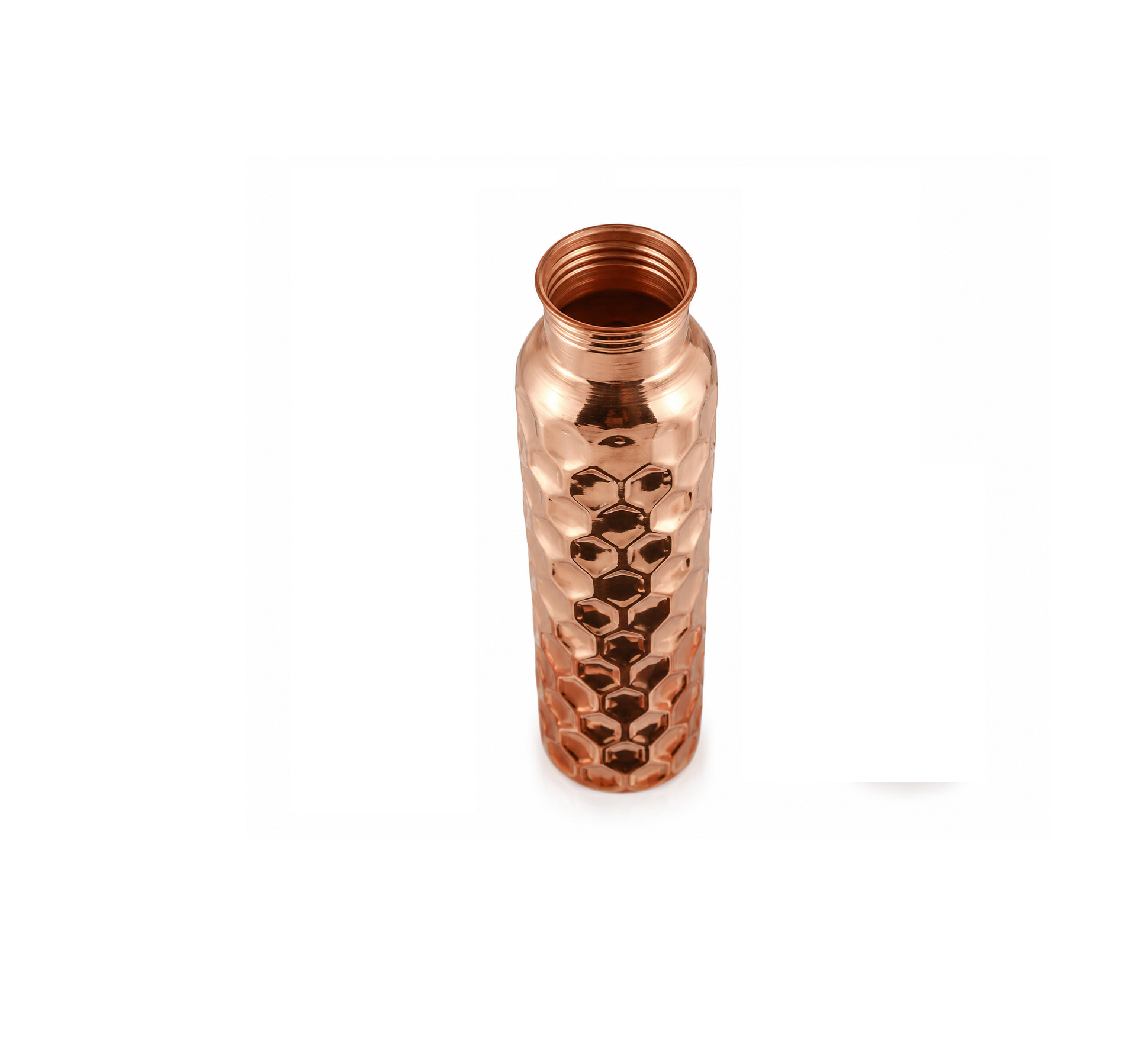 Zupraa Pure Copper Hammered Honeycomb Water Bottle – 100% Pure Copper | Leak-Proof | Ayurvedic Drinking Bottle
