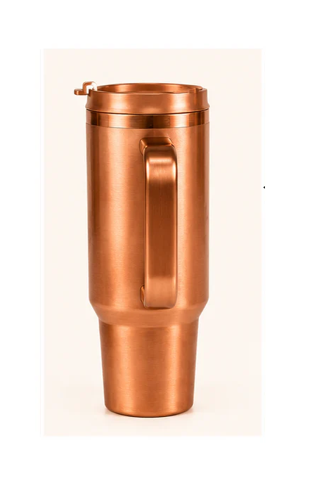 **ZUPRAA**  Pure Copper Travel Tumbler with Copper Straw & Handle – 1200 ml